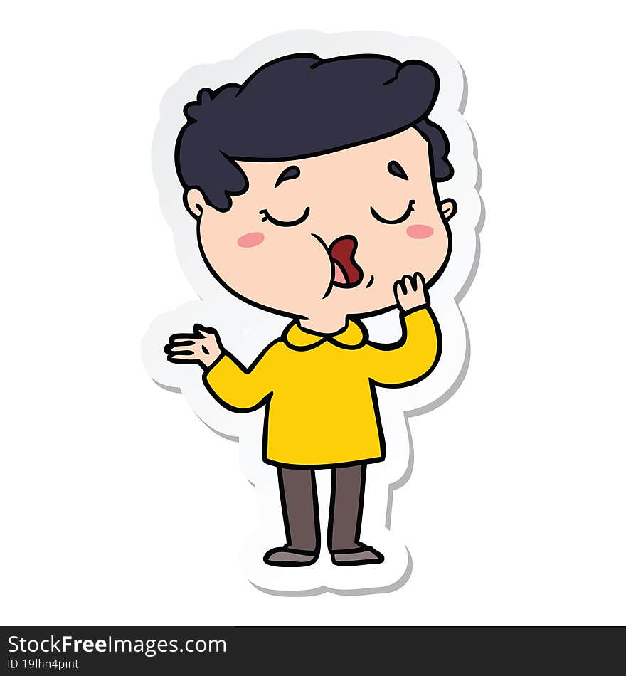 sticker of a cartoon man talking