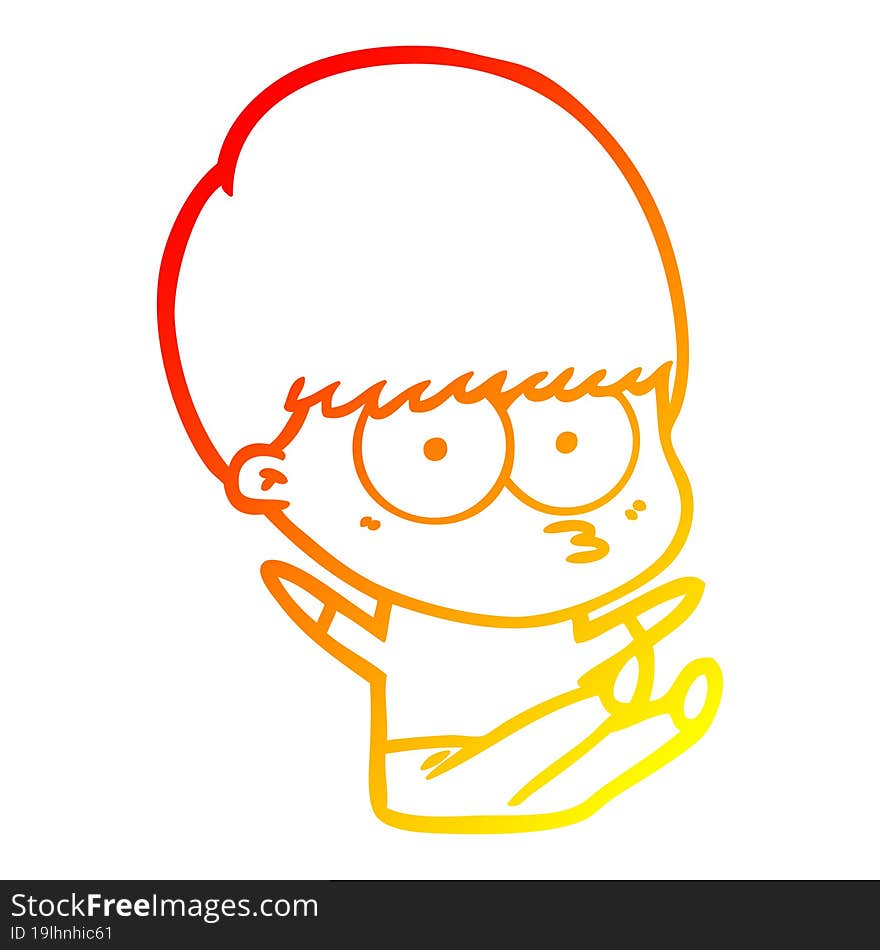 Warm Gradient Line Drawing Nervous Cartoon Boy