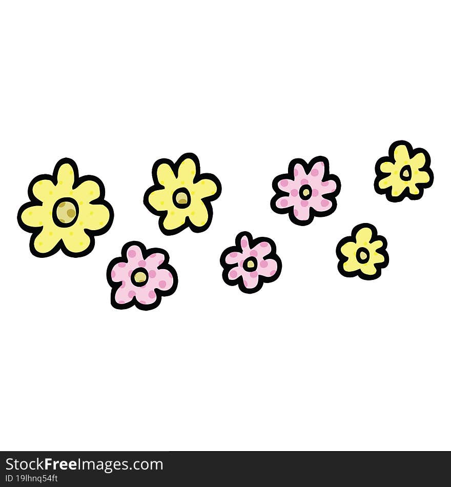 comic book style cartoon decorative flowers