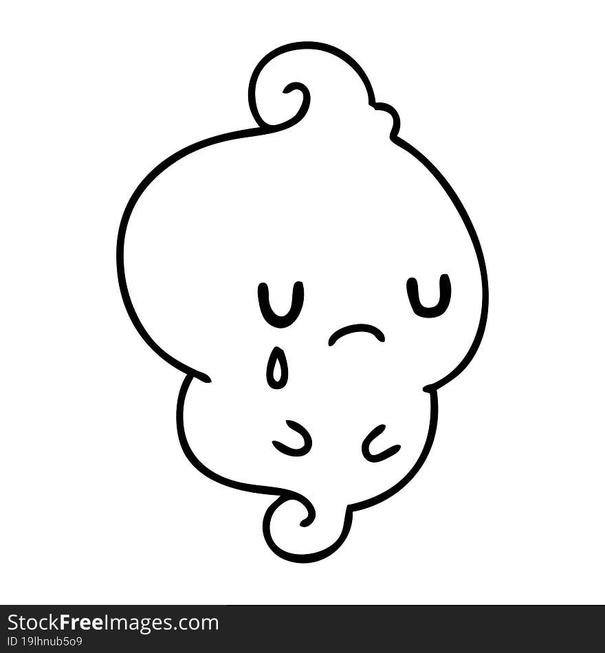 line doodle ghost crying over those left behind. line doodle ghost crying over those left behind