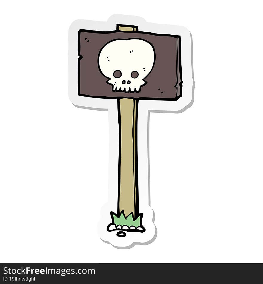 sticker of a cartoon spooky sign post