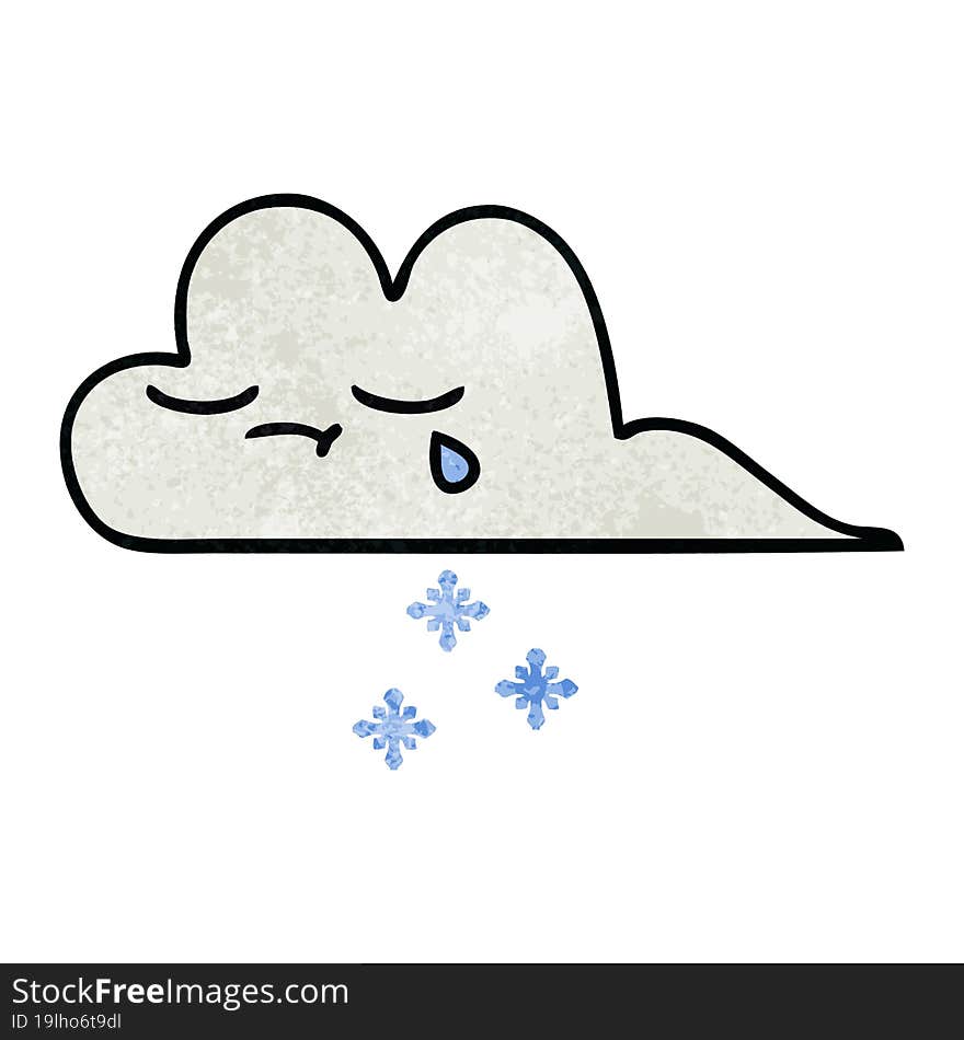 Retro Grunge Texture Cartoon Snow Cloud