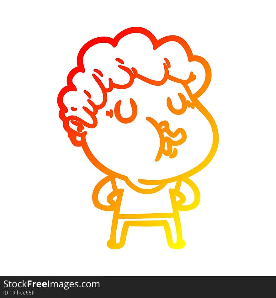 warm gradient line drawing of a cartoon man pulling face