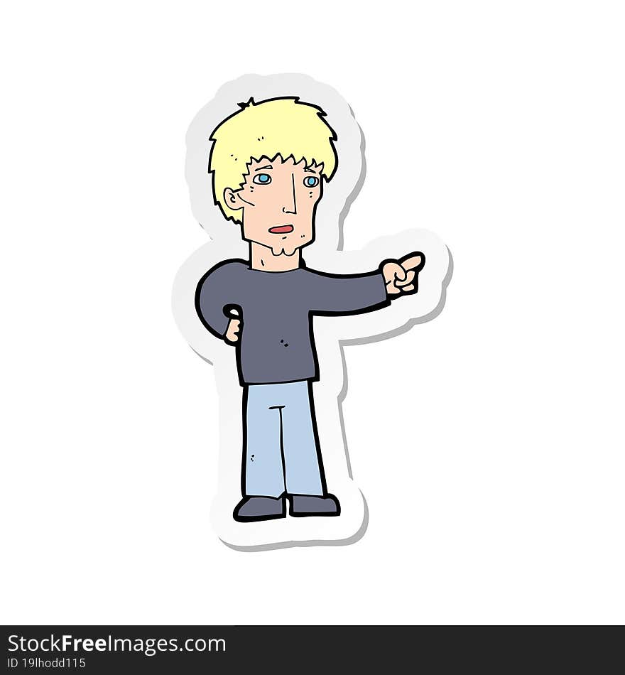 Sticker Of A Cartoon Pointing Man