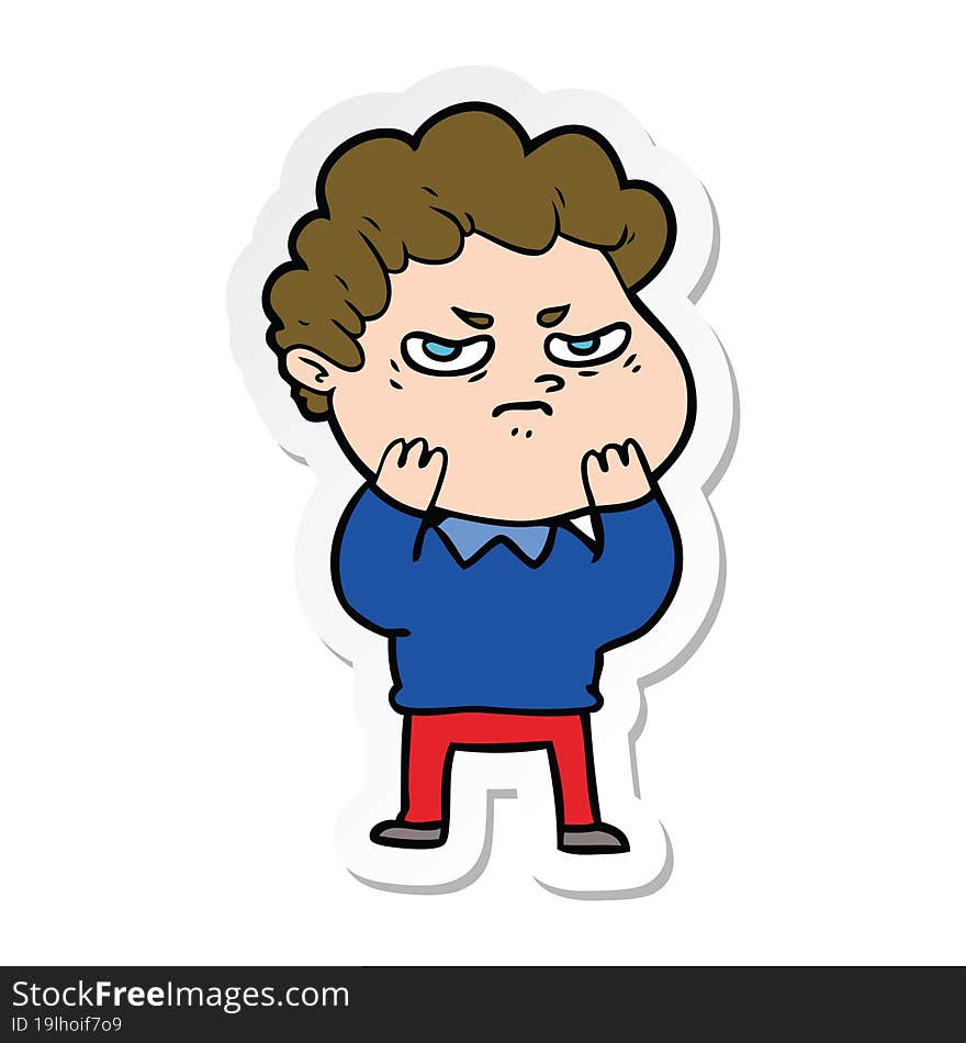 sticker of a cartoon angry man