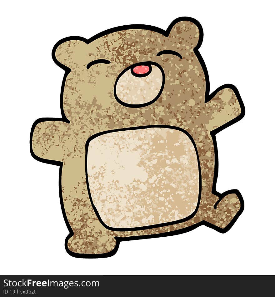 Grunge Textured Illustration Cartoon Teddy Bear