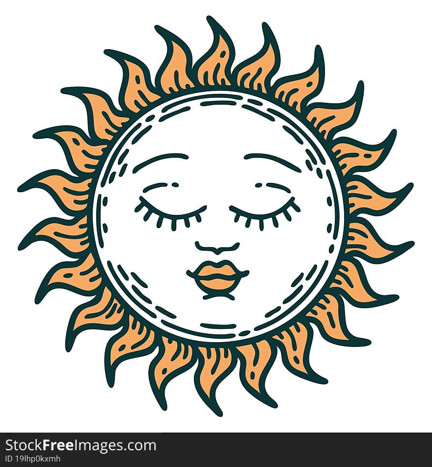 tattoo style icon of a sun