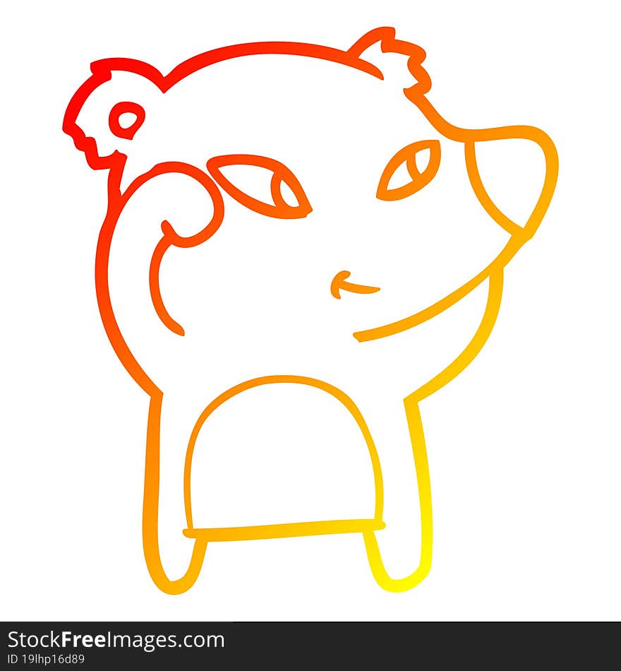 Warm Gradient Line Drawing Cute Cartoon Bear