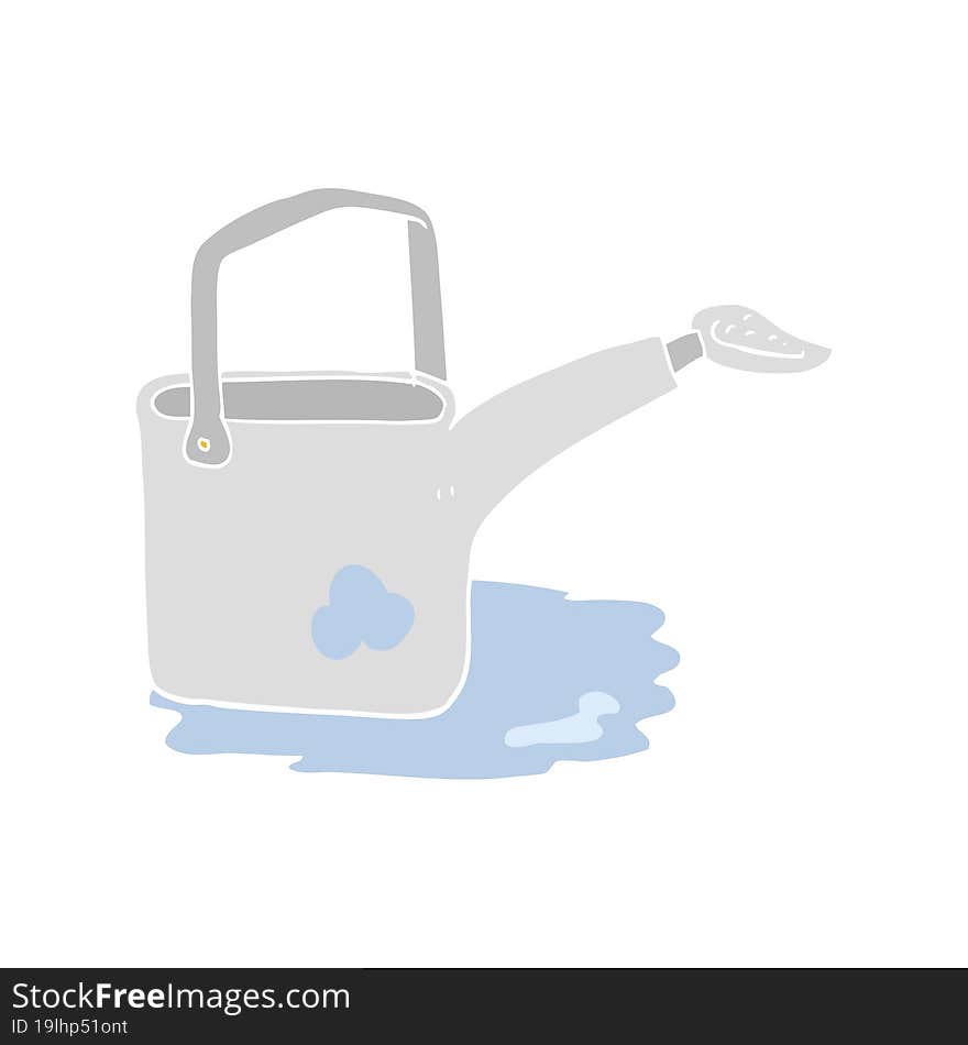 flat color illustration of a cartoon watering can