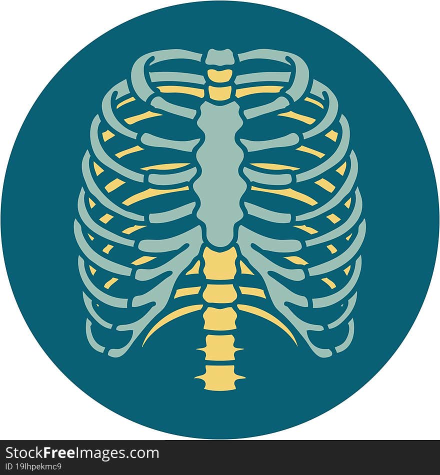 Tattoo Style Icon Of A Rib Cage