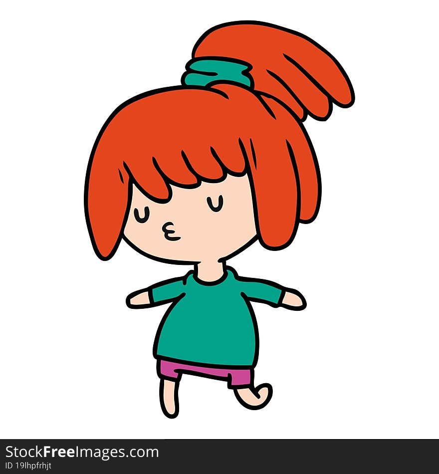 cartoon illustration of a cute kawaii girl. cartoon illustration of a cute kawaii girl