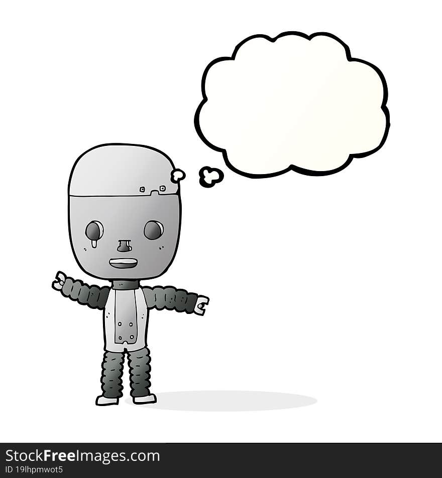 cartoon robot with thought bubble