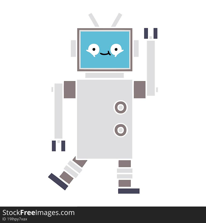 flat color retro cartoon of a robot