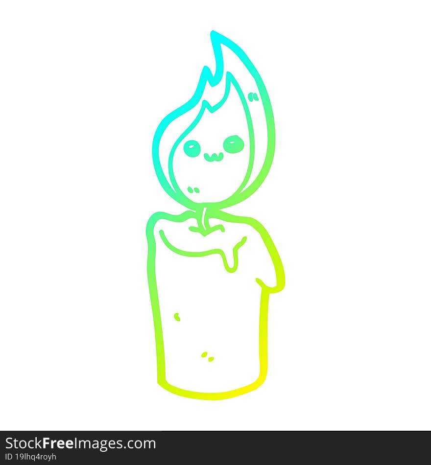 cold gradient line drawing cartoon candle character