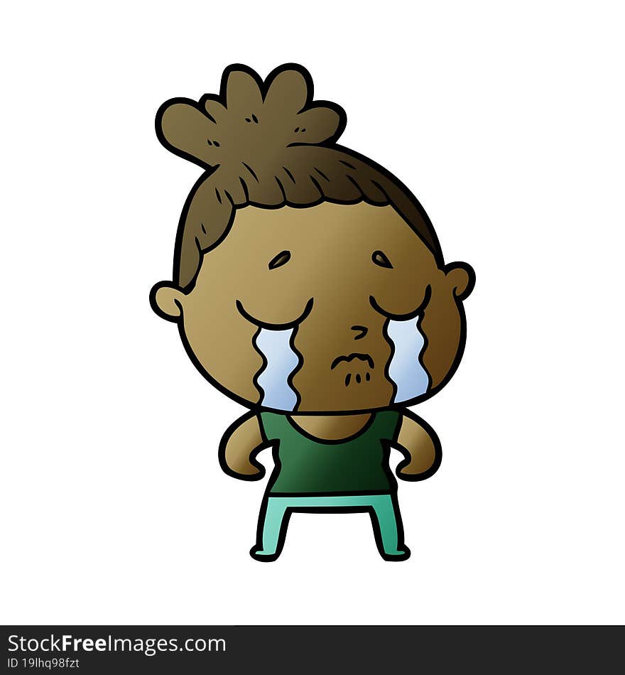 cartoon tough woman crying. cartoon tough woman crying