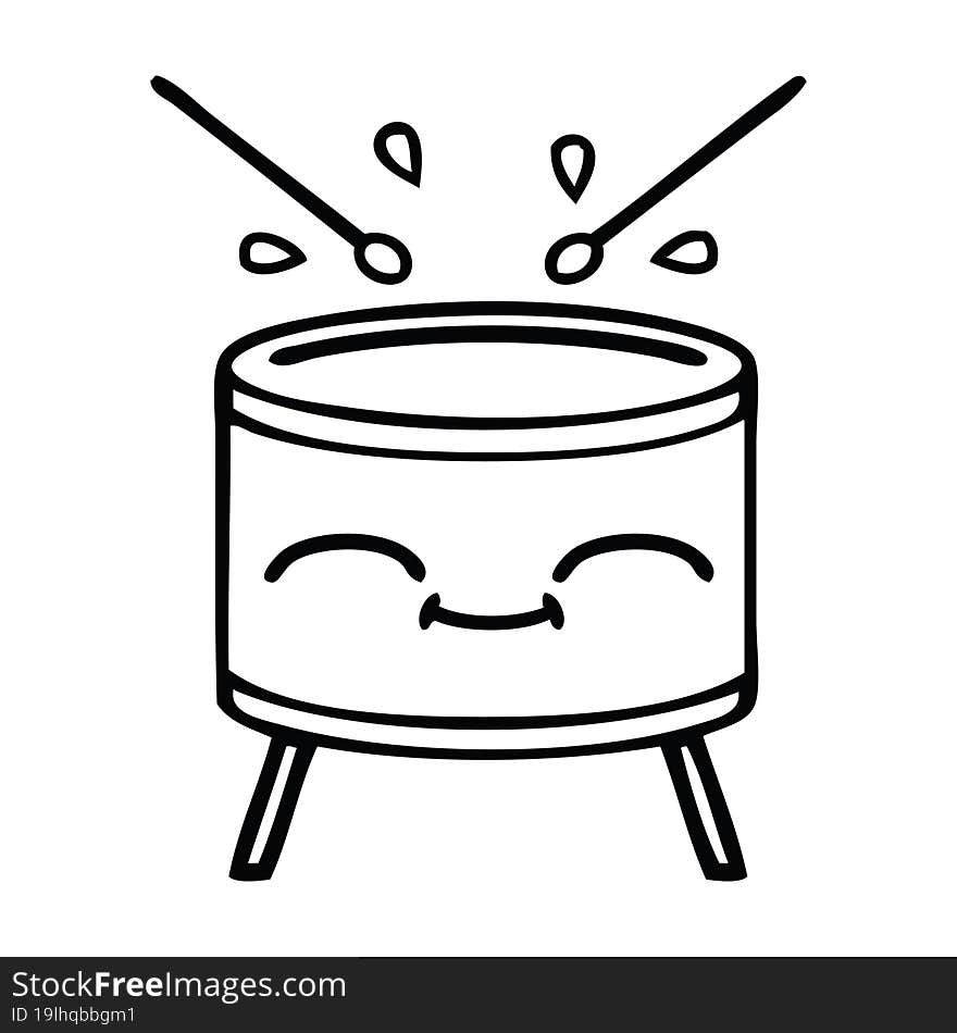 line drawing cartoon of a drum. line drawing cartoon of a drum