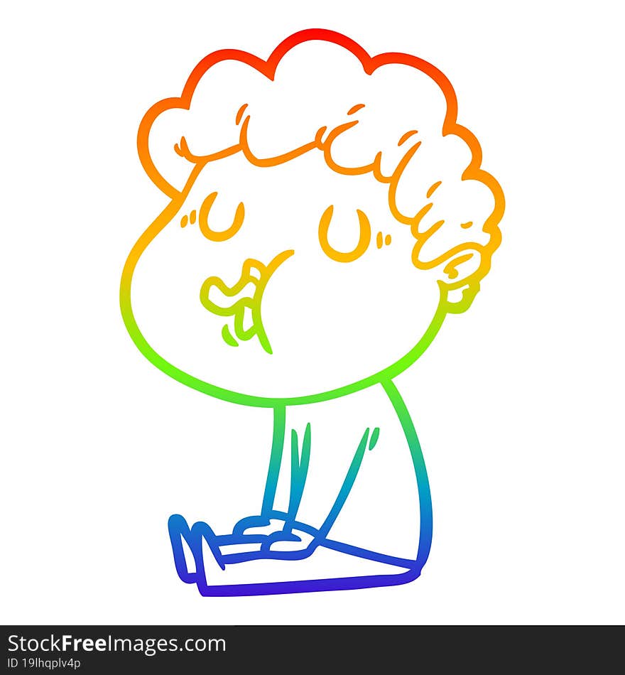 rainbow gradient line drawing cartoon man singing