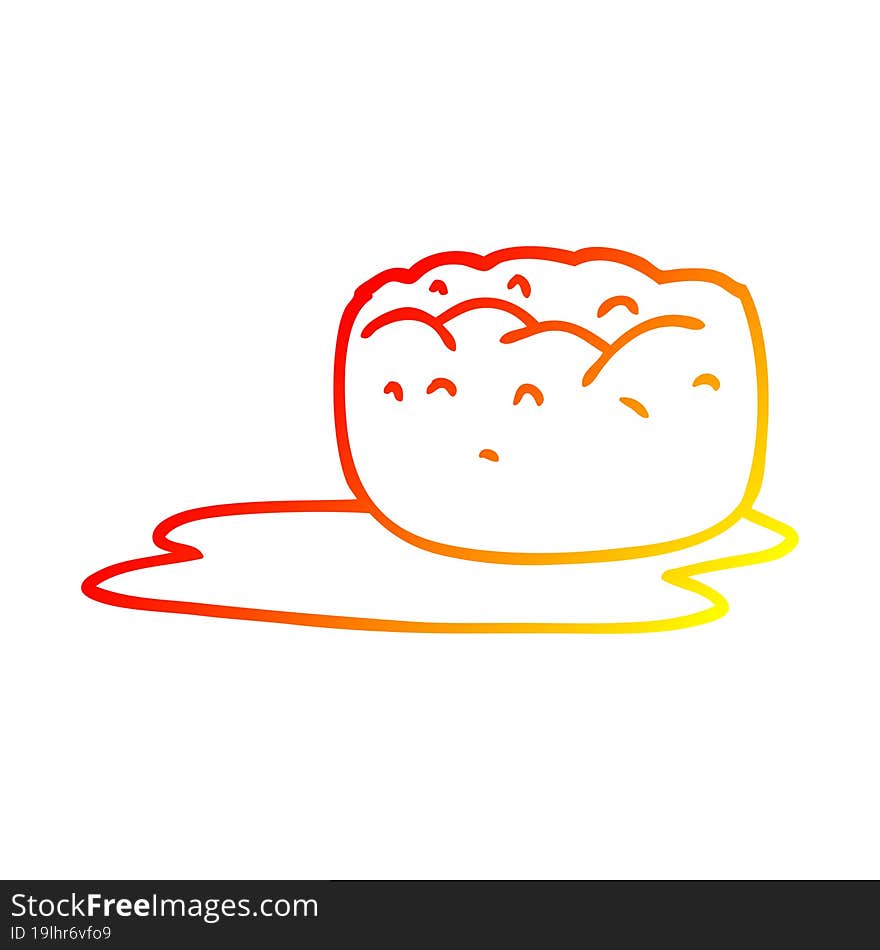 warm gradient line drawing cartoon yorkshire pudding and gravy