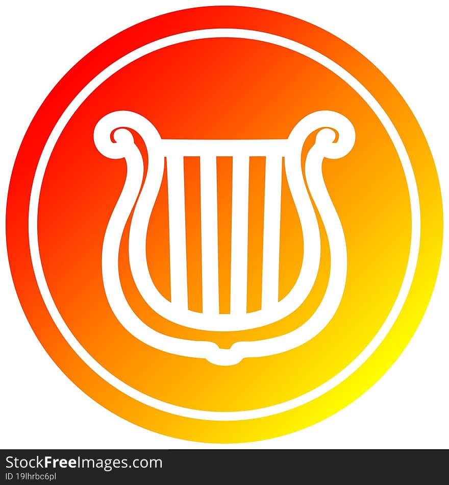 musical instrument harp circular in hot gradient spectrum