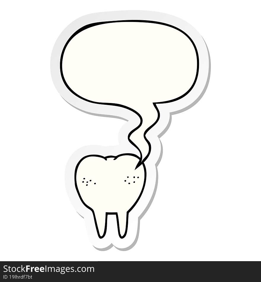 cartoon tooth with speech bubble sticker. cartoon tooth with speech bubble sticker