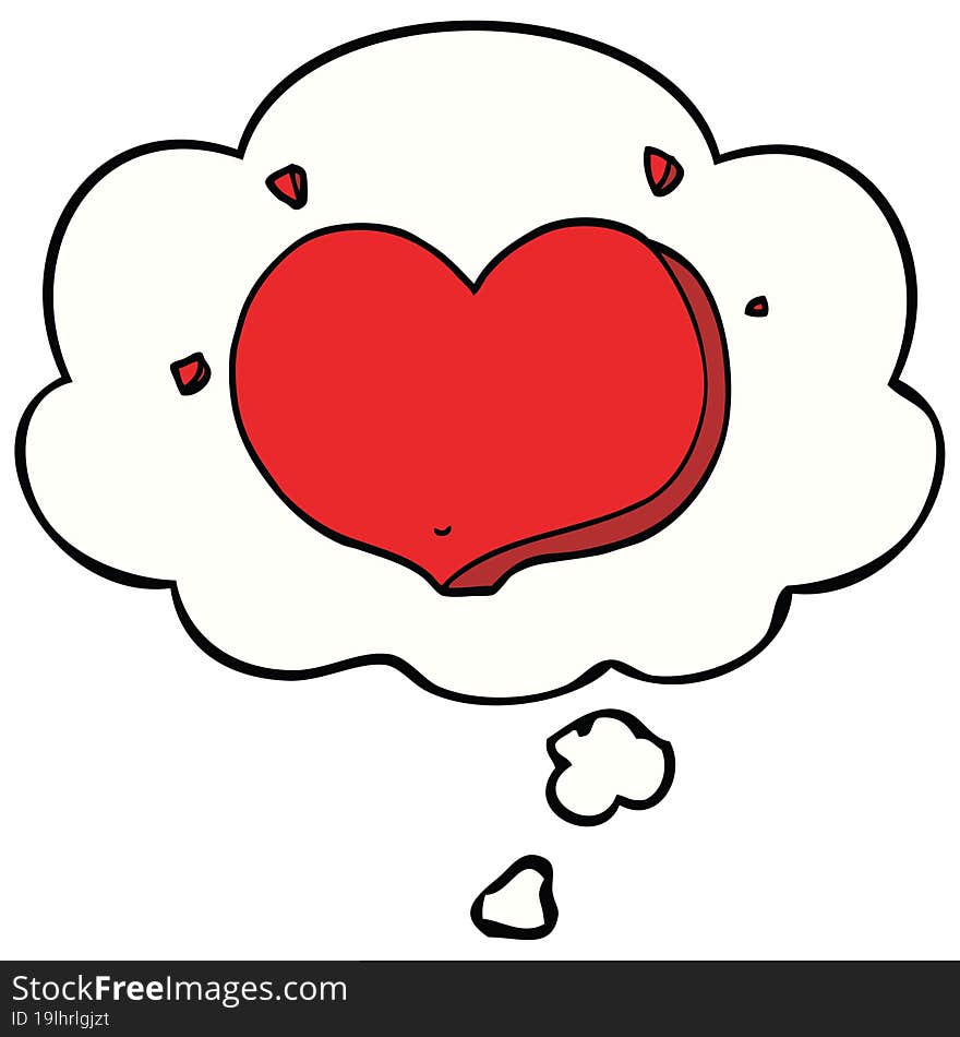 cartoon love heart with thought bubble. cartoon love heart with thought bubble