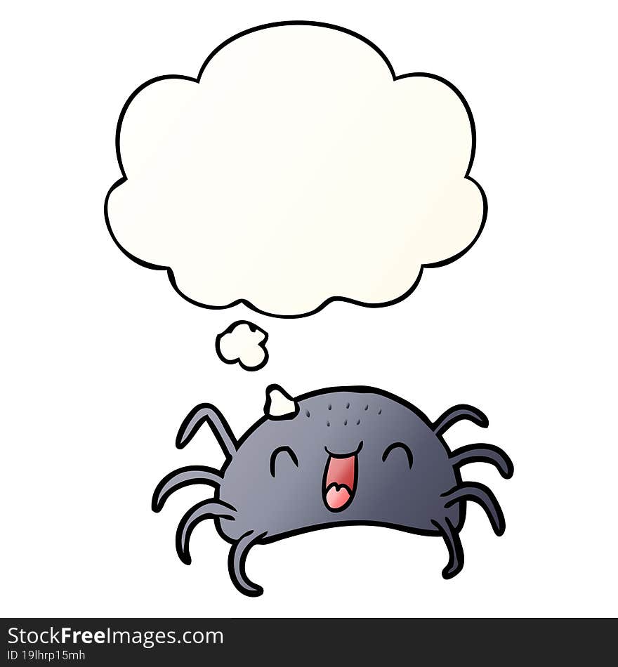 cartoon spider and thought bubble in smooth gradient style