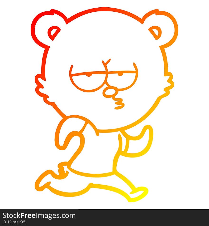 warm gradient line drawing bored polar bear running cartoon