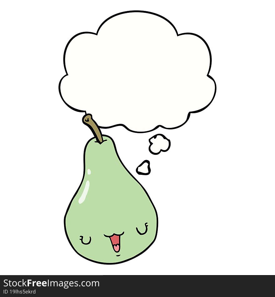 Cartoon Pear And Thought Bubble