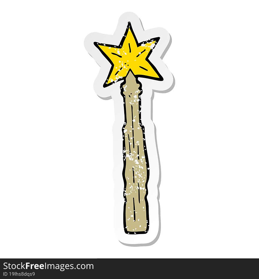 distressed sticker of a cartoon magic wand