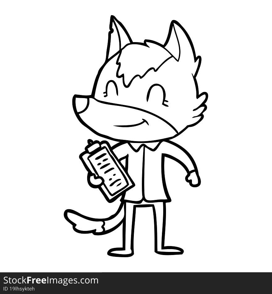 friendly cartoon wolf boss. friendly cartoon wolf boss