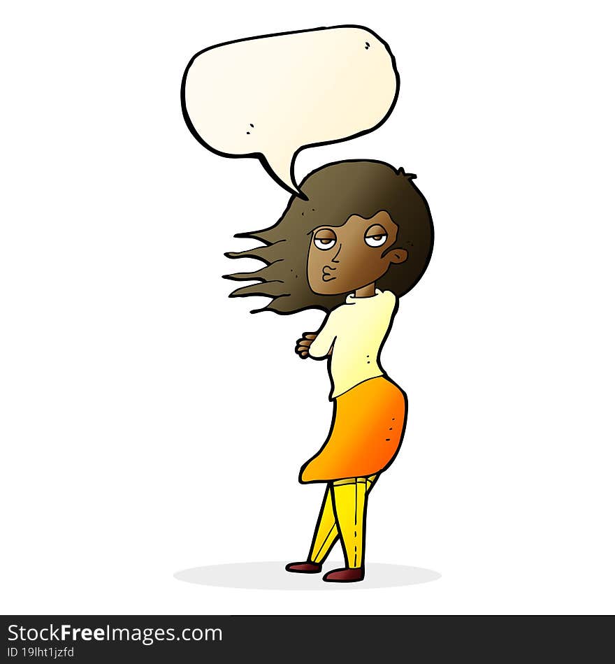 cartoon woman making photo face with speech bubble