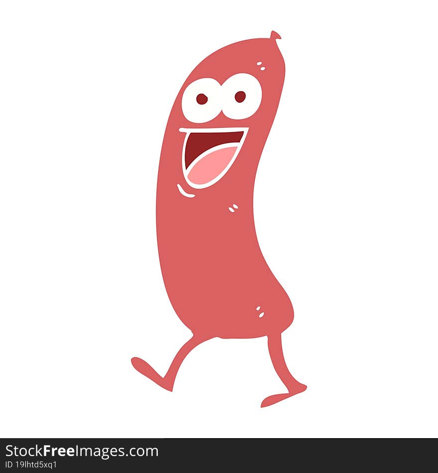 happy flat color illustration cartoon sausage