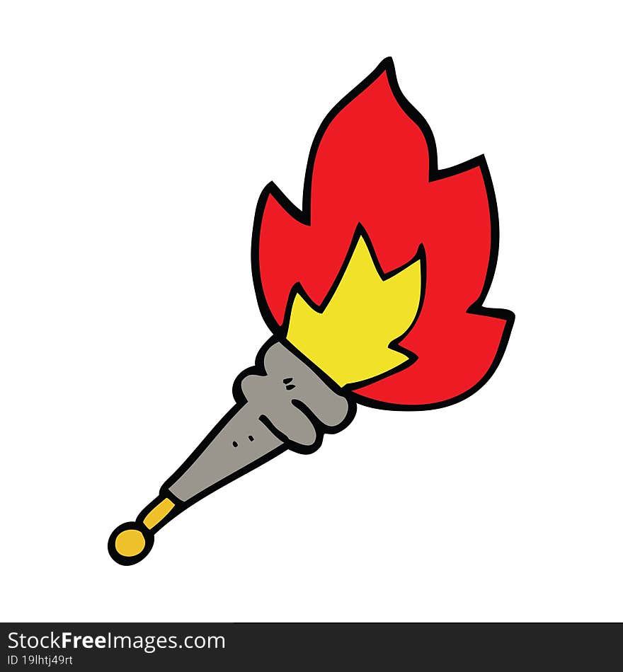 Cartoon Doodle Flaming Torch