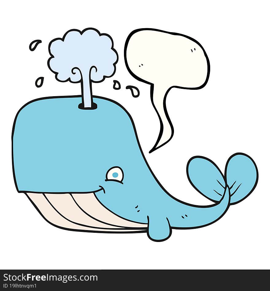 freehand drawn speech bubble cartoon whale spouting water