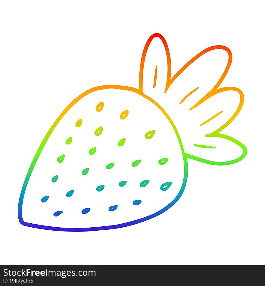 rainbow gradient line drawing of a cartoon strawberry