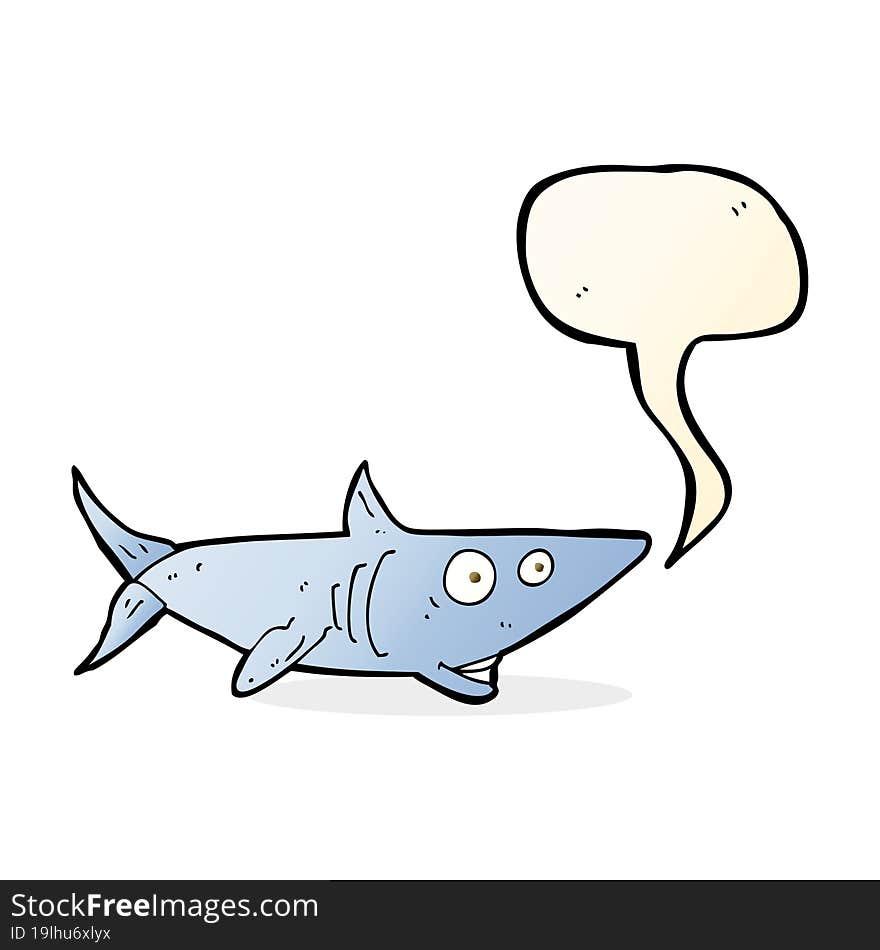 cartoon happy shark with speech bubble