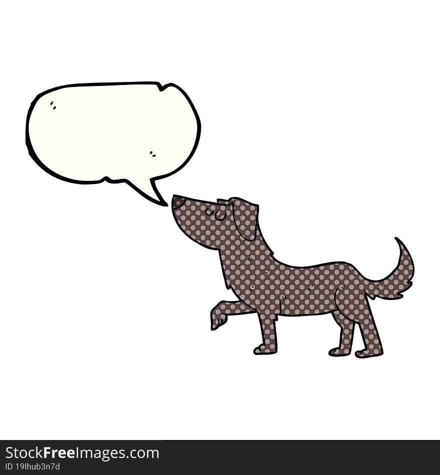 freehand drawn comic book speech bubble cartoon dog