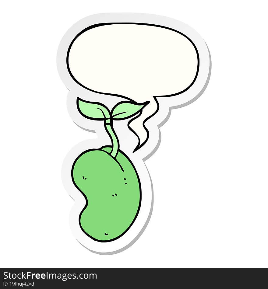 cartoon sprouting seed and speech bubble sticker