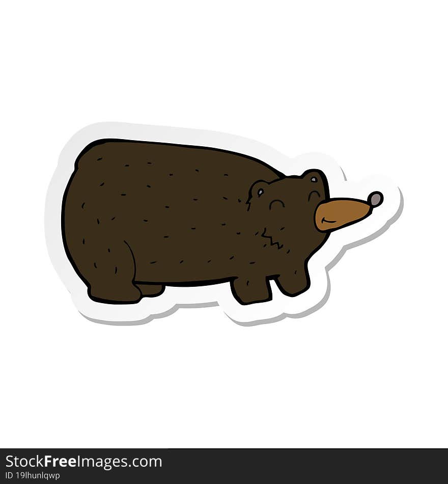 Sticker Of A Funny Cartoon Black Bear