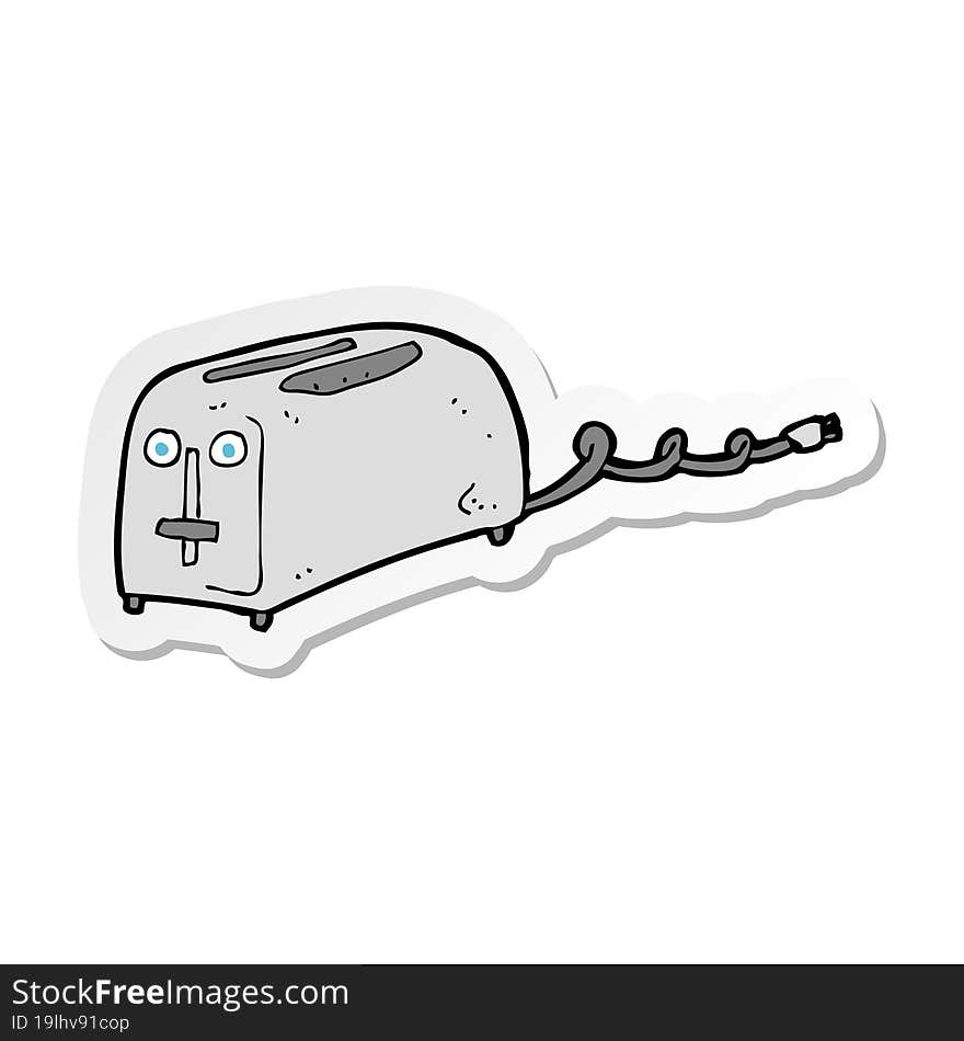 sticker of a cartoon toaster