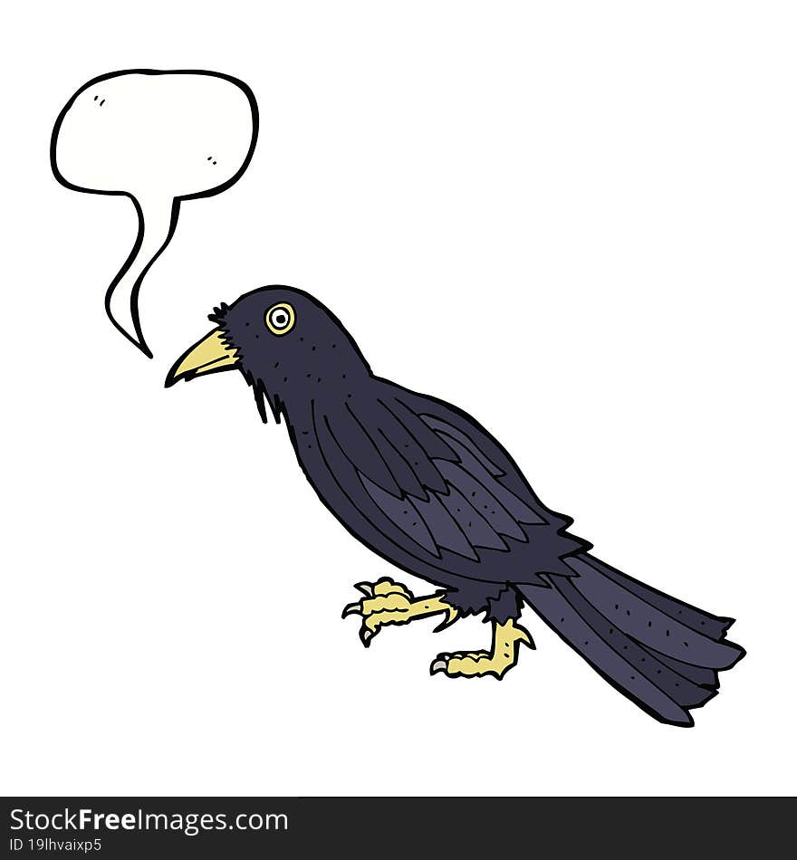 cartoon crow with speech bubble