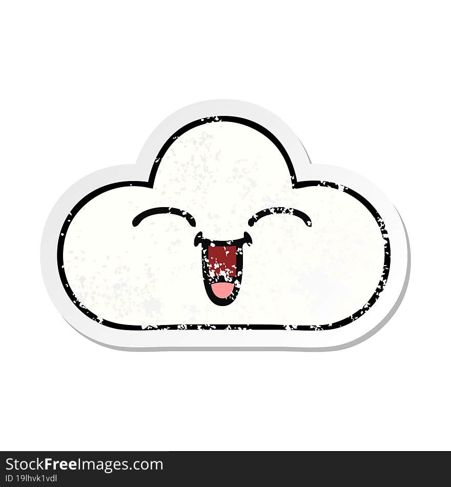 distressed sticker of a cute cartoon white cloud