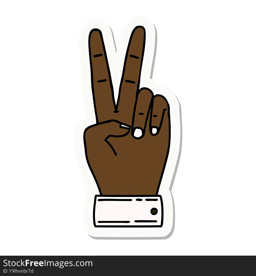 sticker of a peace symbol two finger hand gesture. sticker of a peace symbol two finger hand gesture