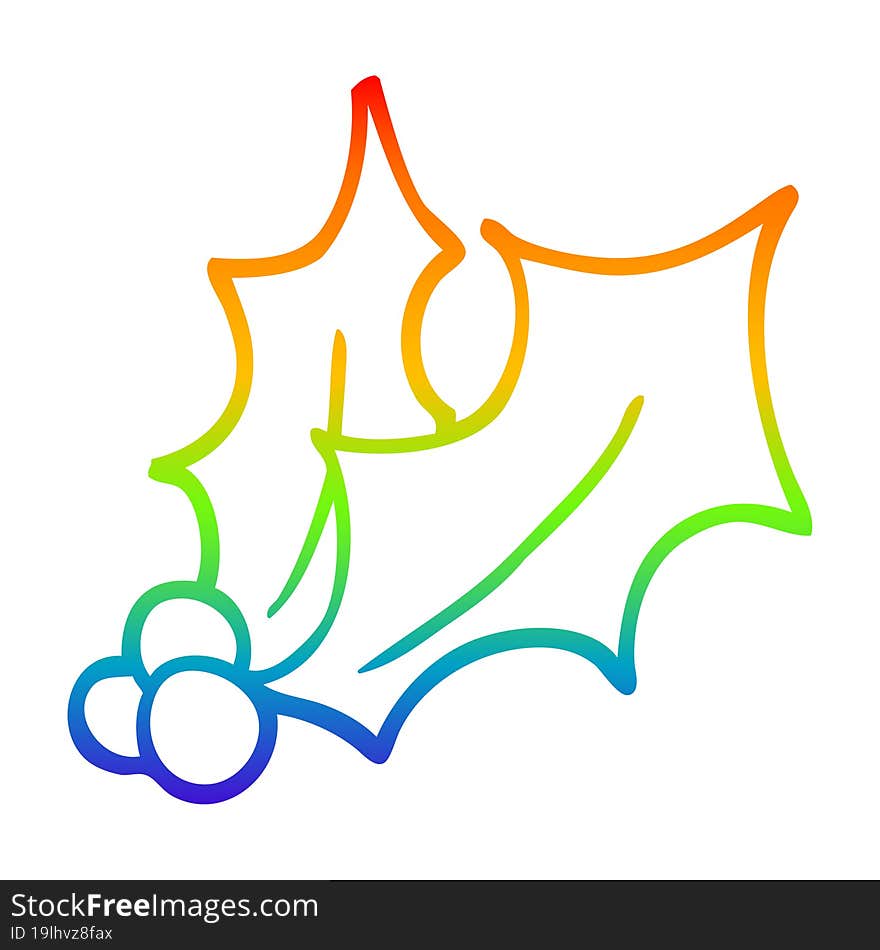 rainbow gradient line drawing cartoon holly