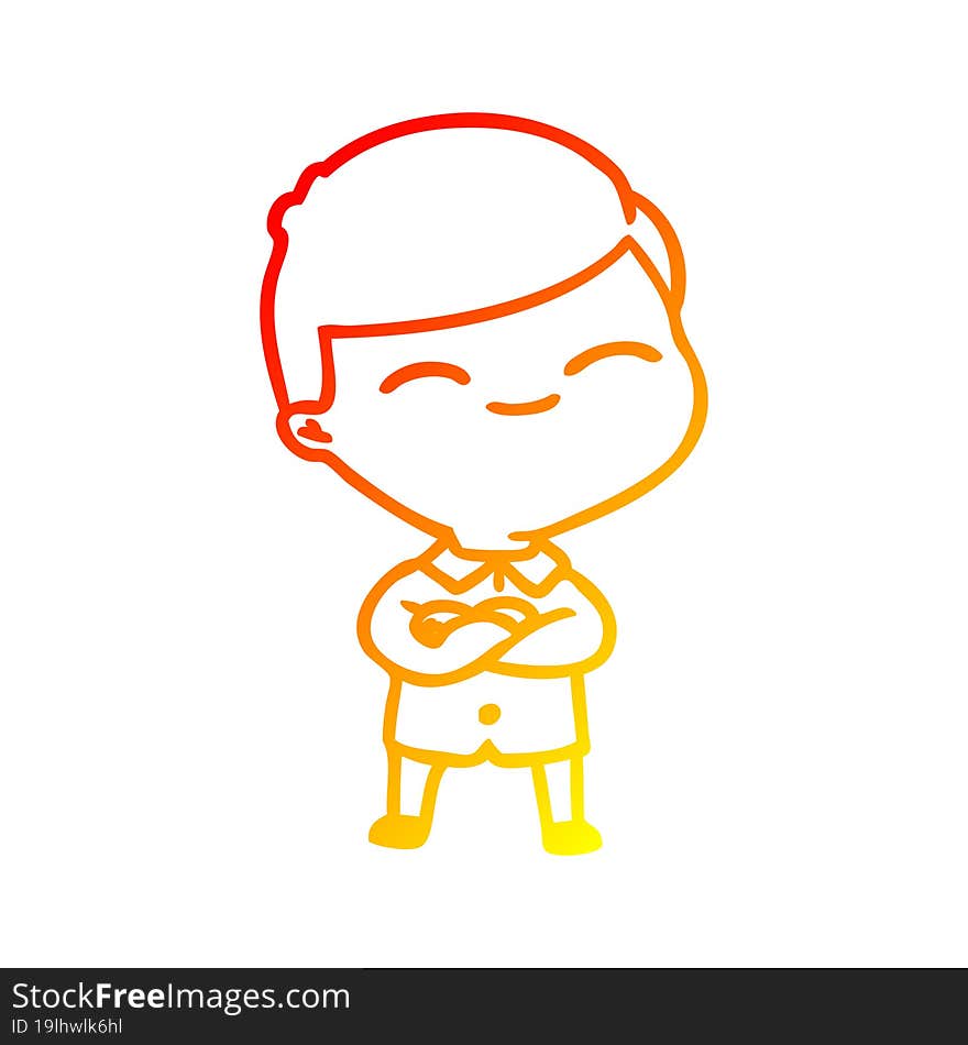 warm gradient line drawing cartoon smiling boy