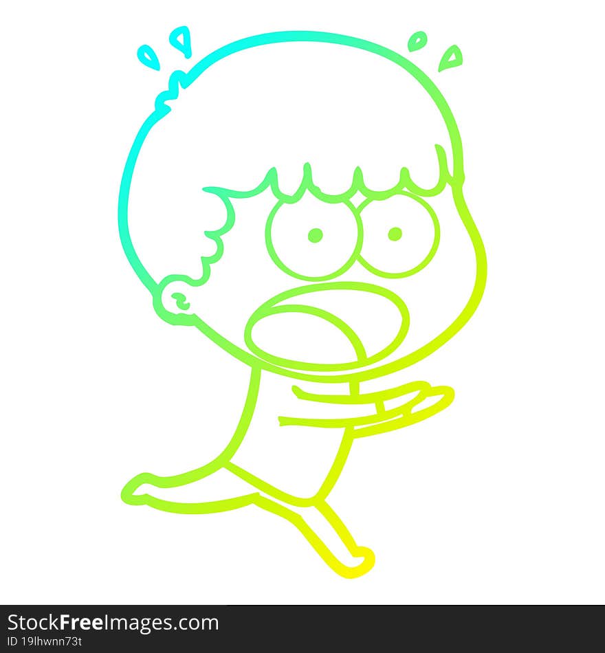 cold gradient line drawing cartoon shocked man