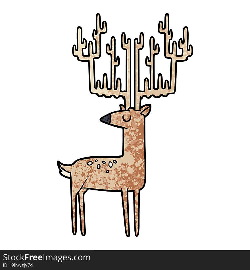 cartoon stag with huge antlers. cartoon stag with huge antlers