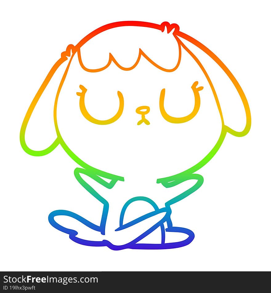 rainbow gradient line drawing of a cute cartoon dog