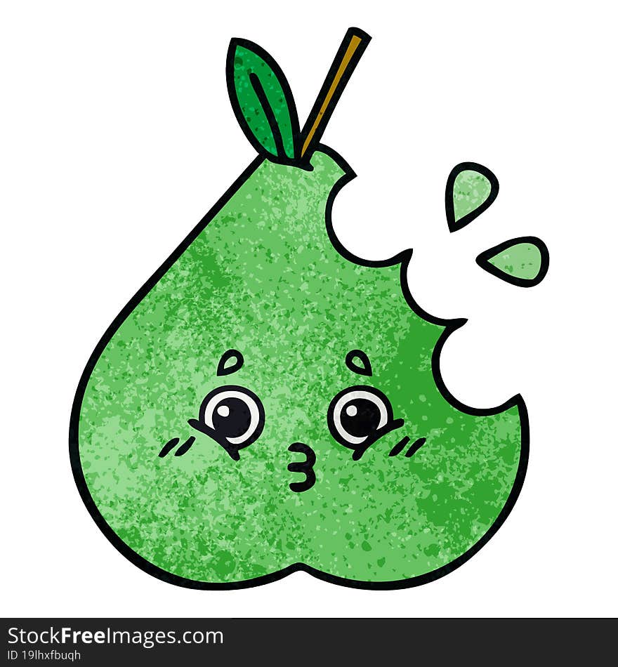 Retro Grunge Texture Cartoon Pear