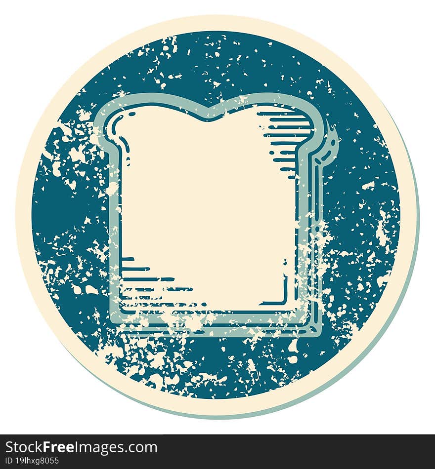 iconic distressed sticker tattoo style image of a slice of bread. iconic distressed sticker tattoo style image of a slice of bread